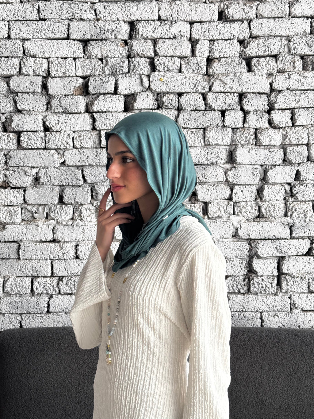 Mini Twisted Scarf in Teal Blue