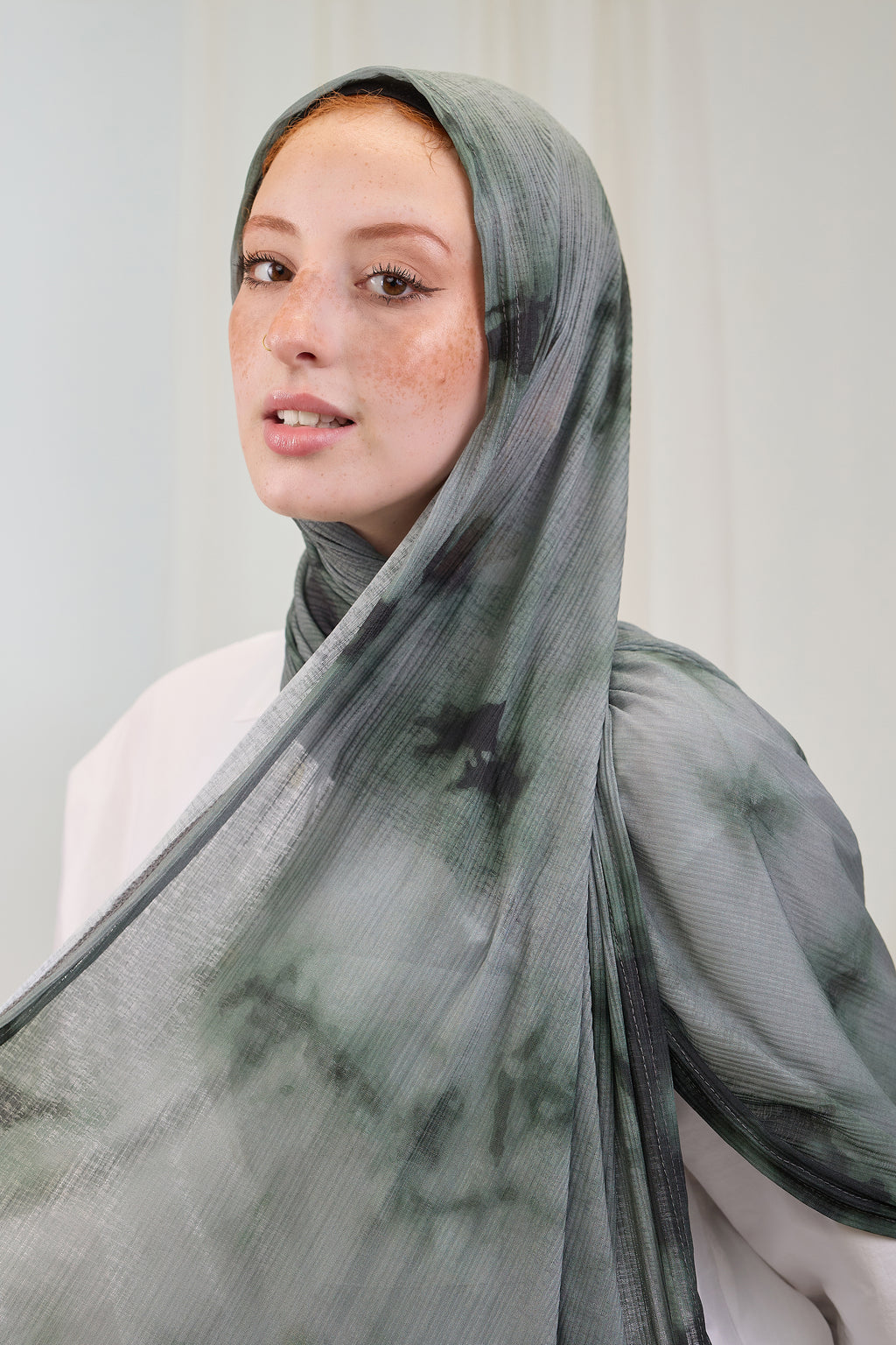 Comfort Printed Kuwaiti Scarf in Green Marble "CPK-2"