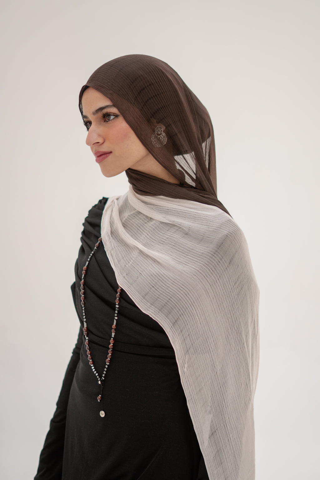 Ombré French Chiffon in Chocolate-Brown x Milky "OFC-2"