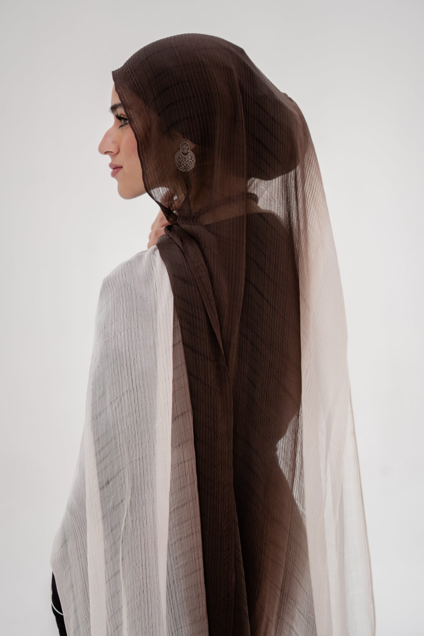 Ombré French Chiffon in Chocolate-Brown x Milky "OFC-2"