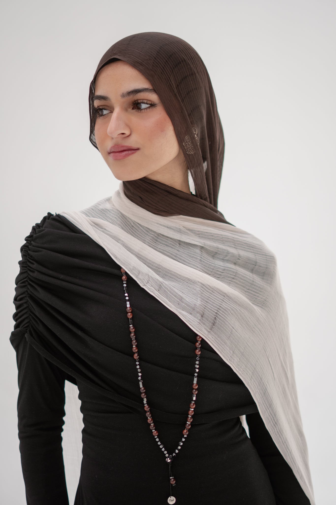 Ombré French Chiffon in Chocolate-Brown x Milky "OFC-2"