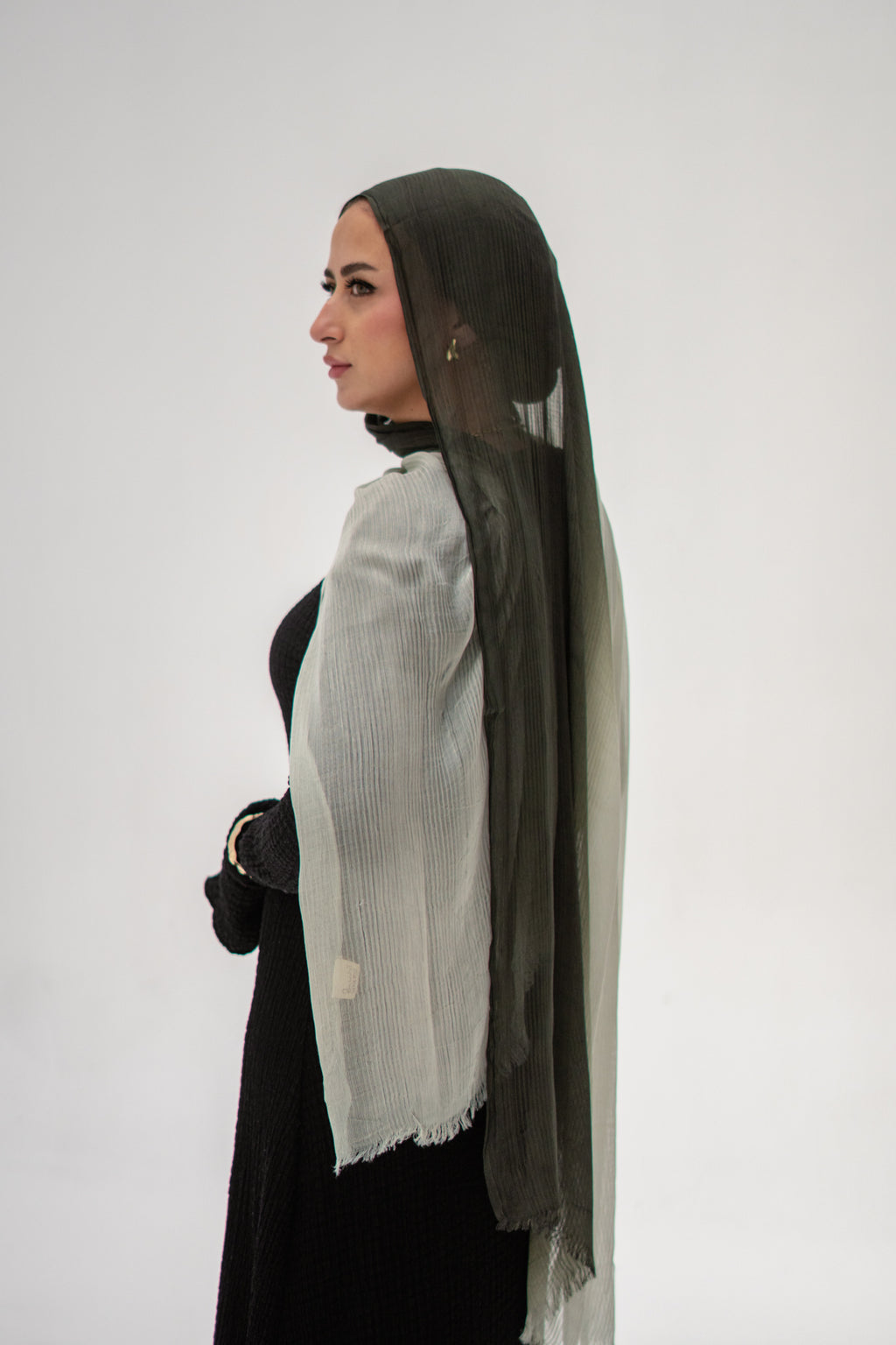 Ombré French Chiffon in Deep-Olive X Soft-Ivory "OFC-5"