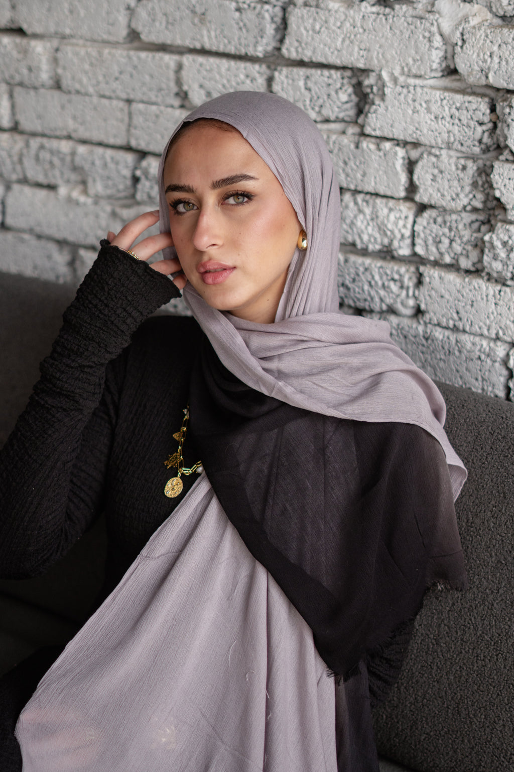 Linen Double Tone In Black x Gray