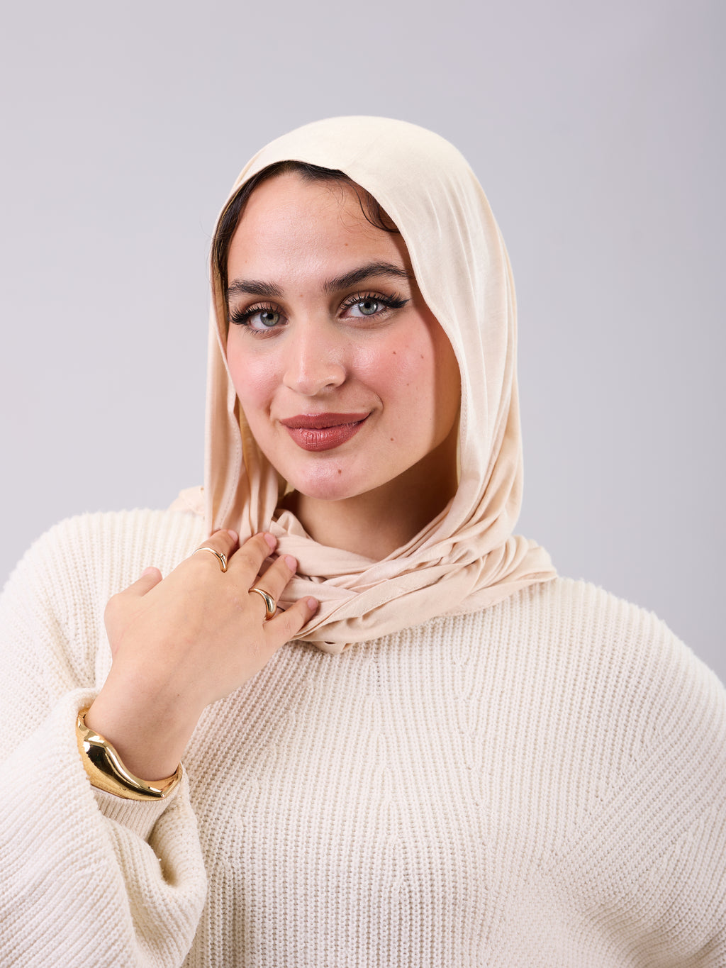 Mini Twisted Scarf in Light Beige