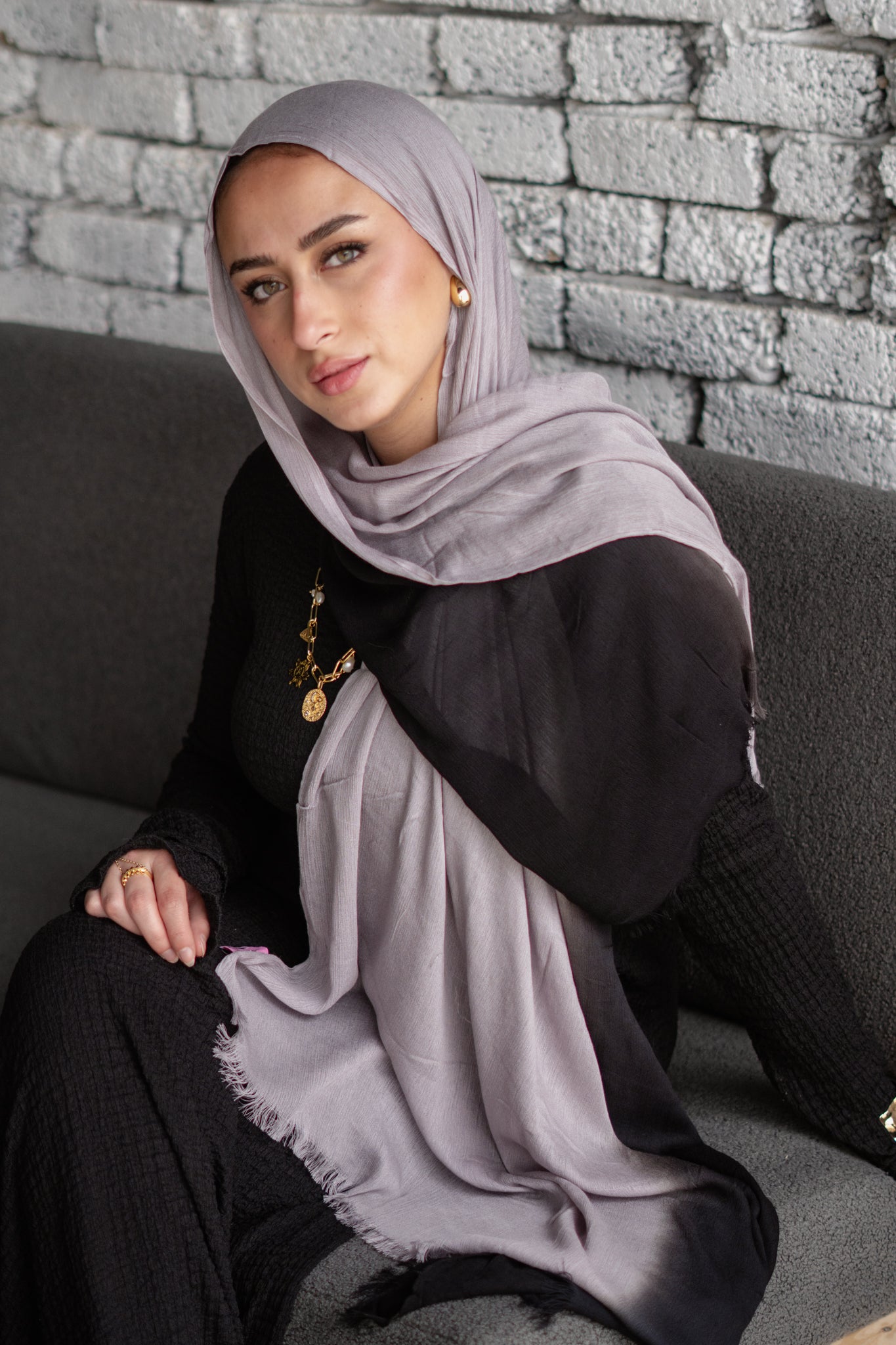 Linen Double Tone In Black x Gray