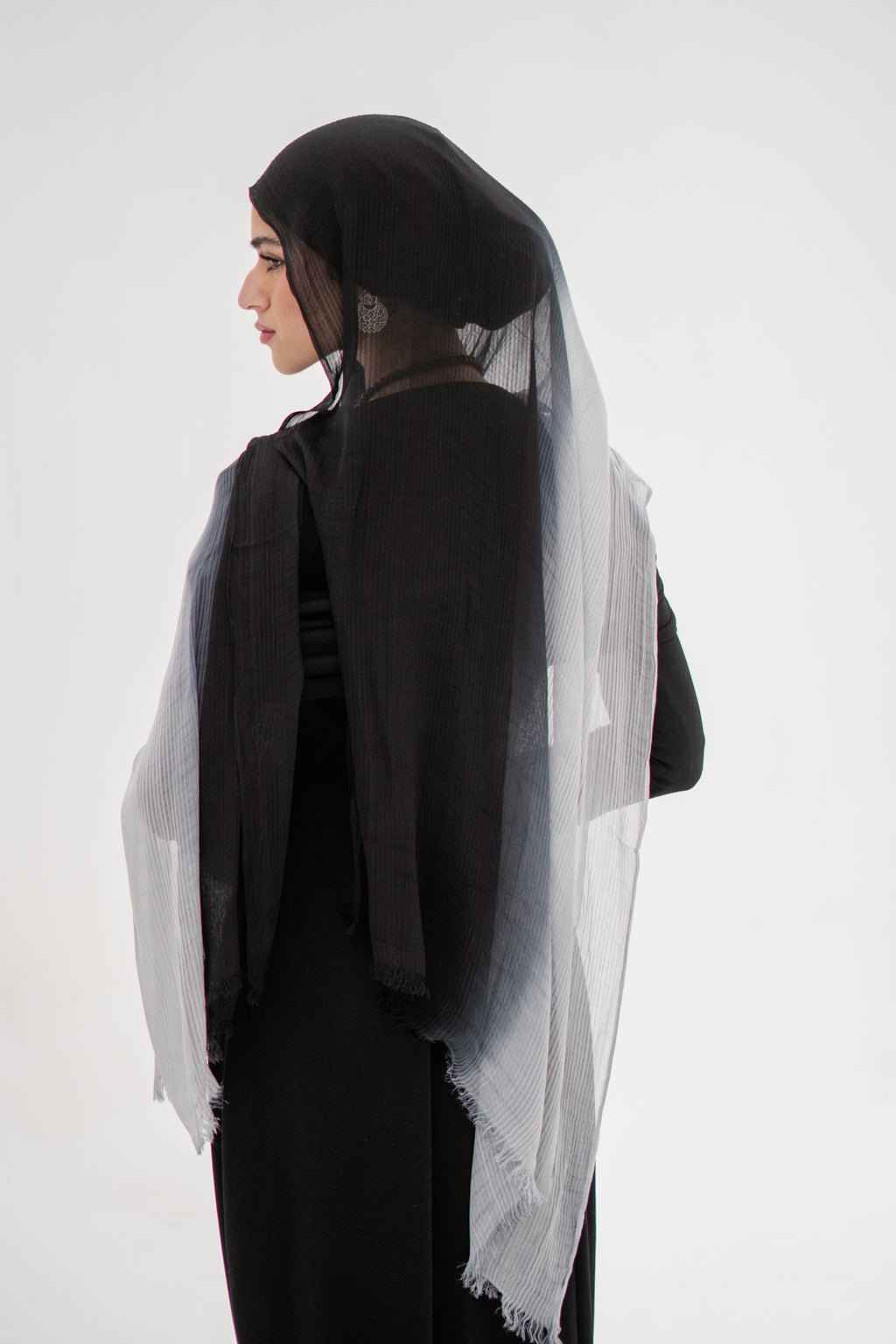 Ombré French Chiffon in Black X Gray "OFC-6"