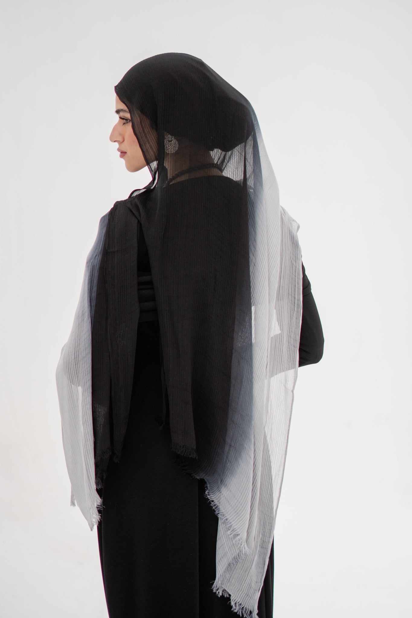 Ombré French Chiffon in Black X Gray "OFC-6"