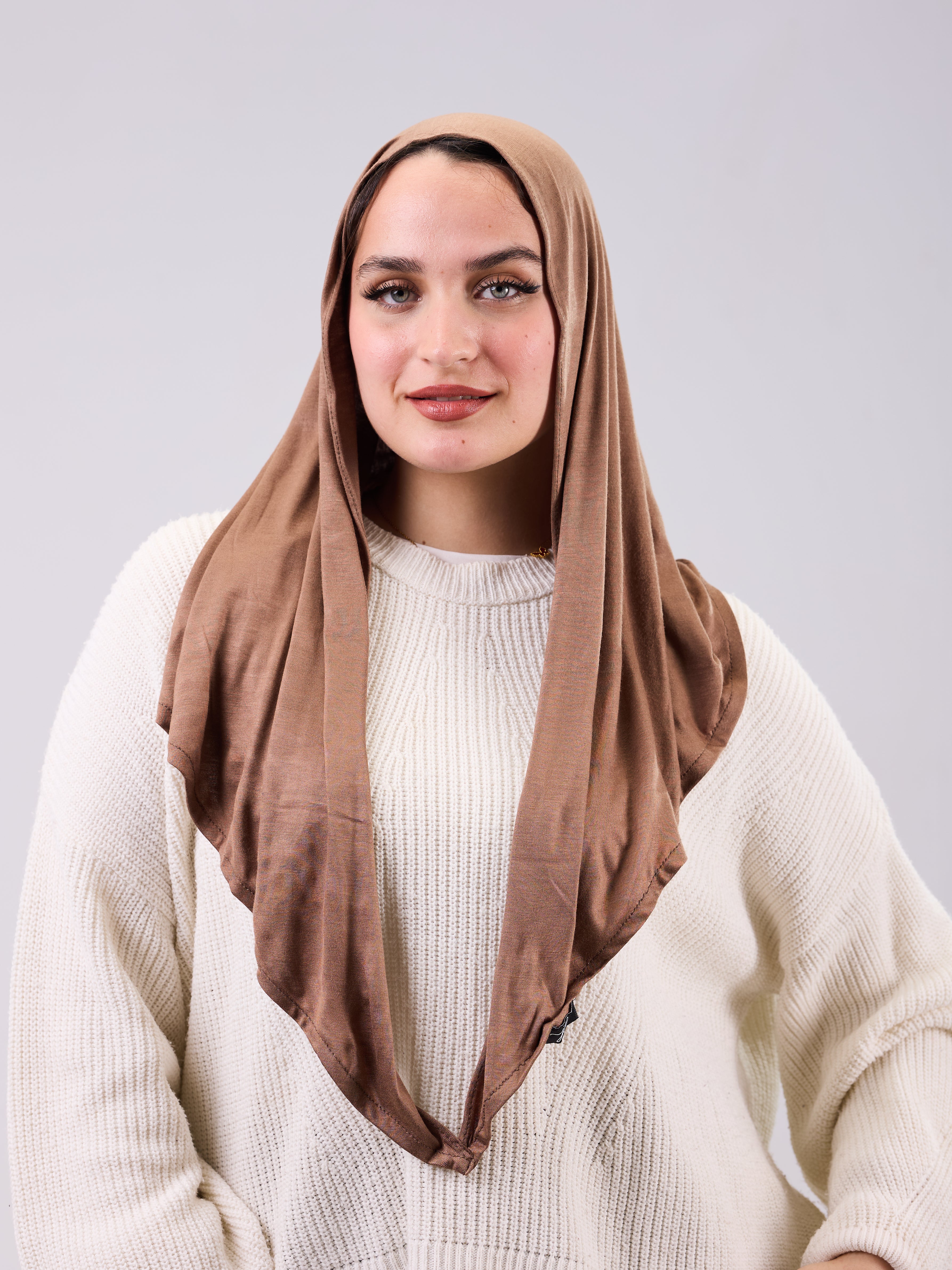 Mini Twisted Scarf in Caramel Brown