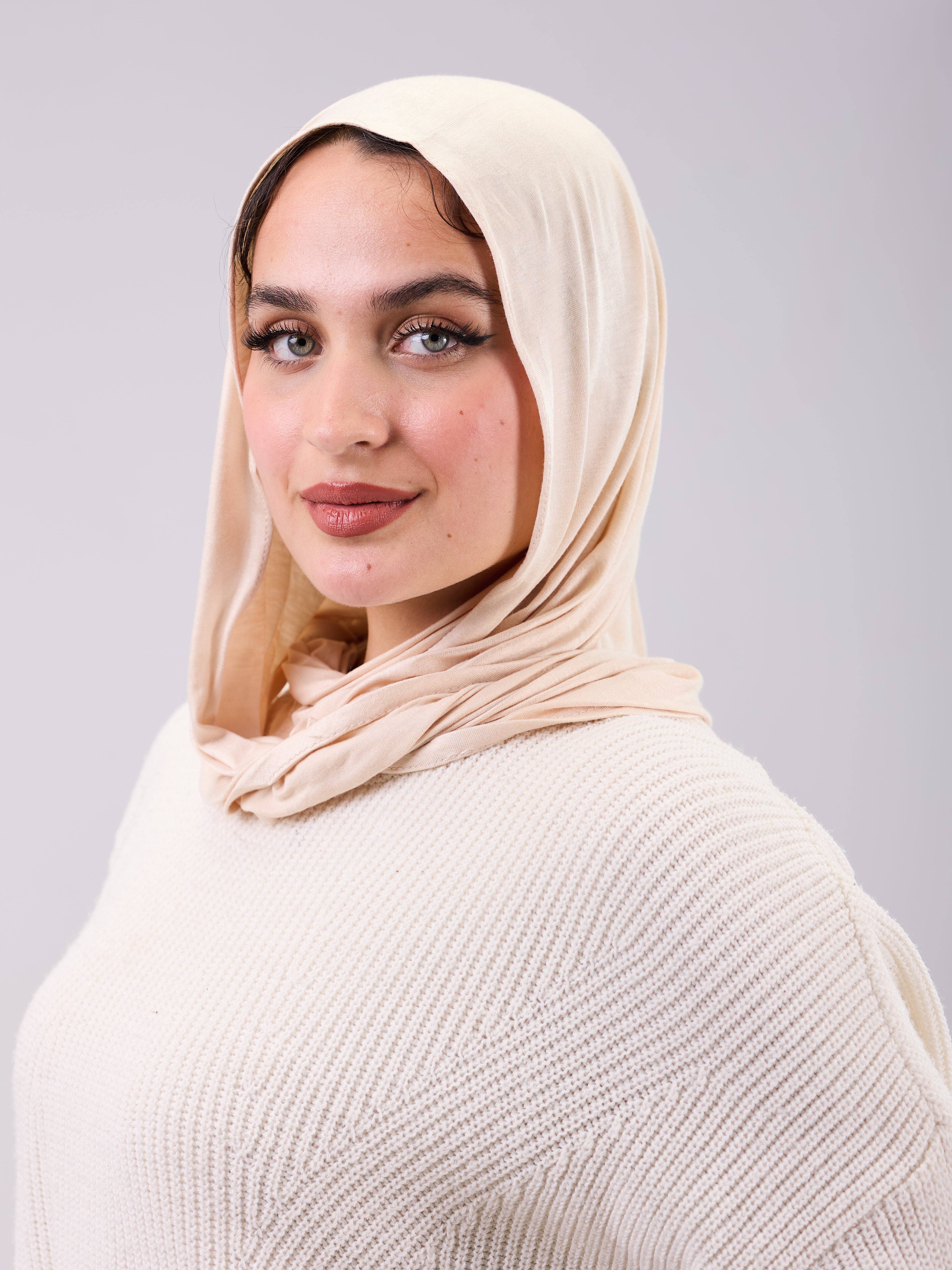 Mini Twisted Scarf in Light Beige