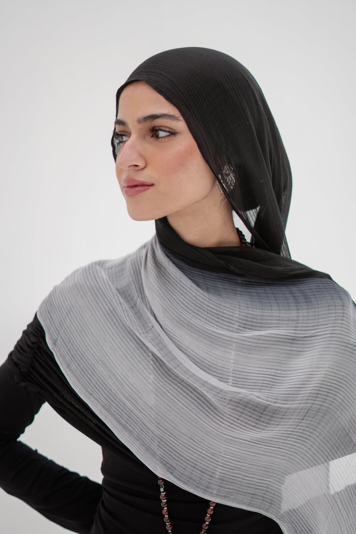 Ombré French Chiffon in Black X Gray "OFC-6"