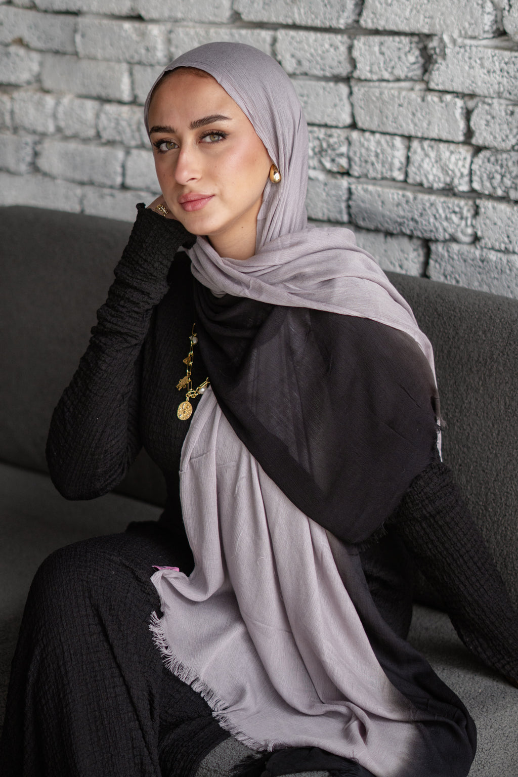 Linen Double Tone In Black x Gray