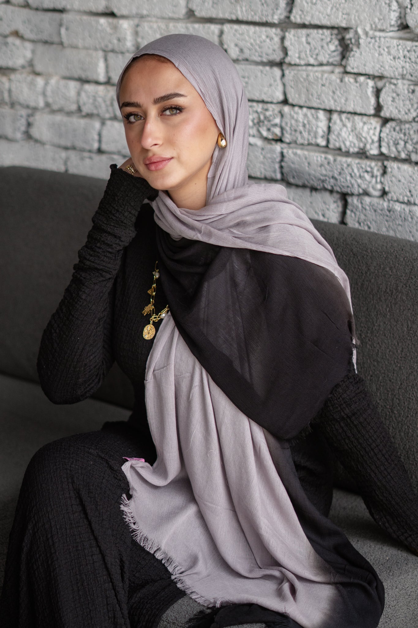 Linen Double Tone In Black x Gray