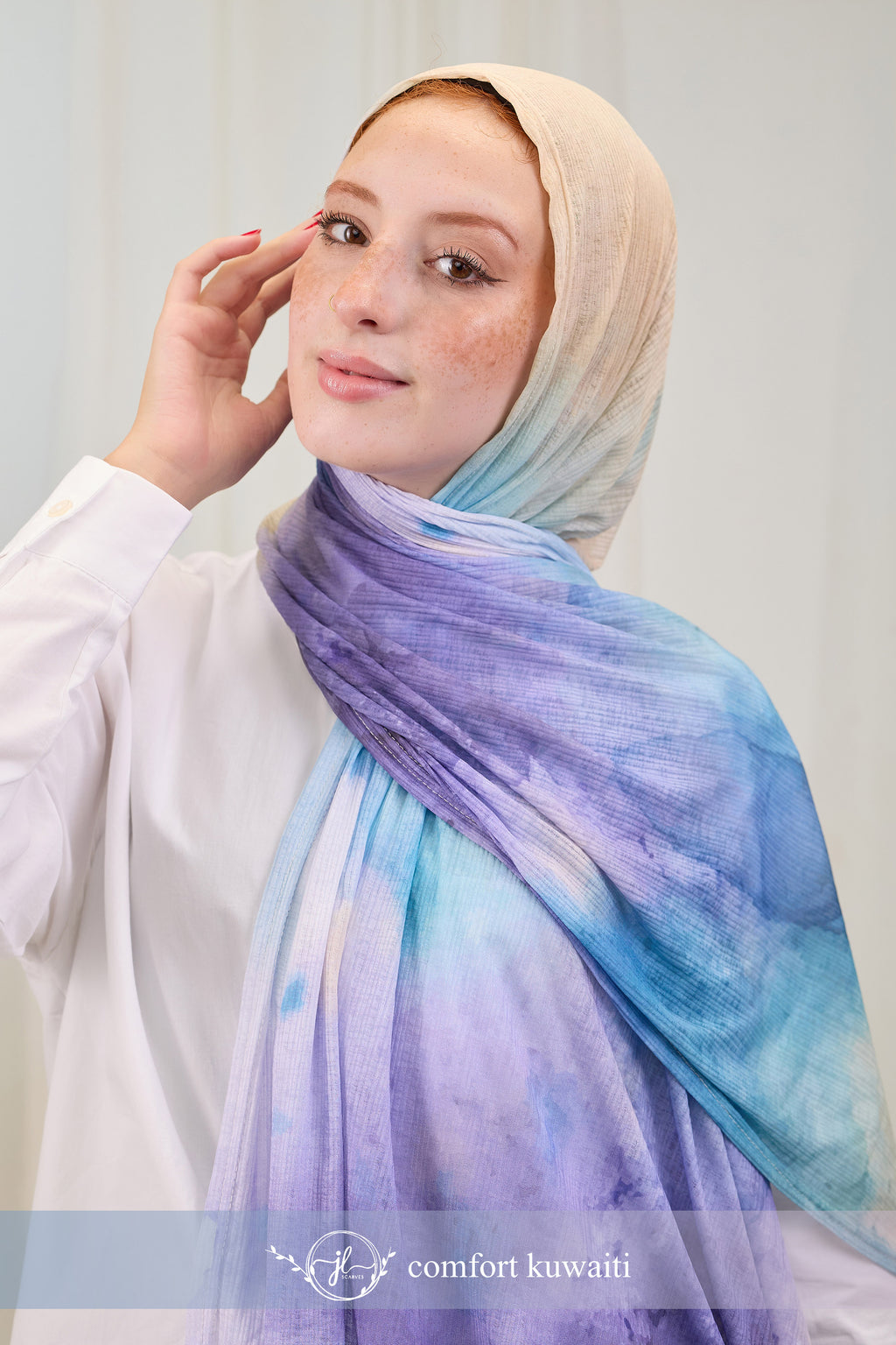 Comfort Printed Kuwaiti in  Blossem Blue "CPK-26"