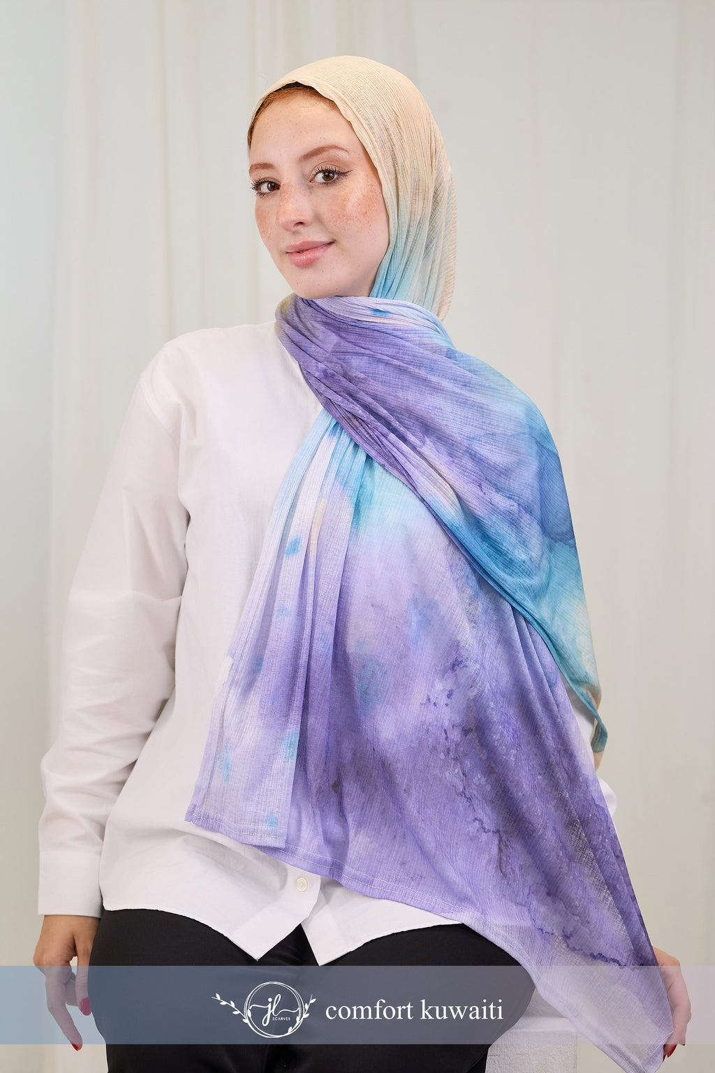 Comfort Printed Kuwaiti in  Blossem Blue "CPK-26"