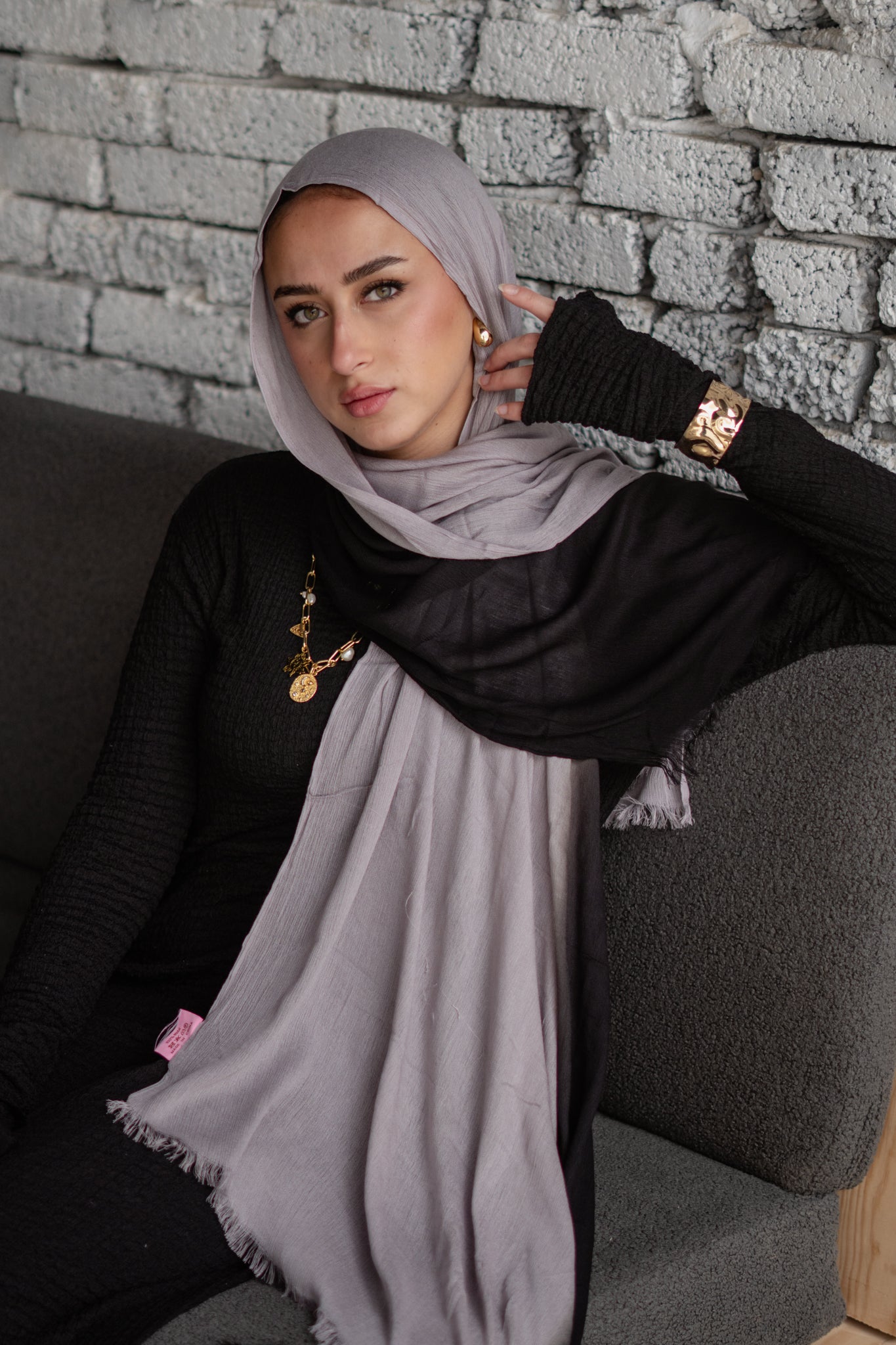 Linen Double Tone In Black x Gray