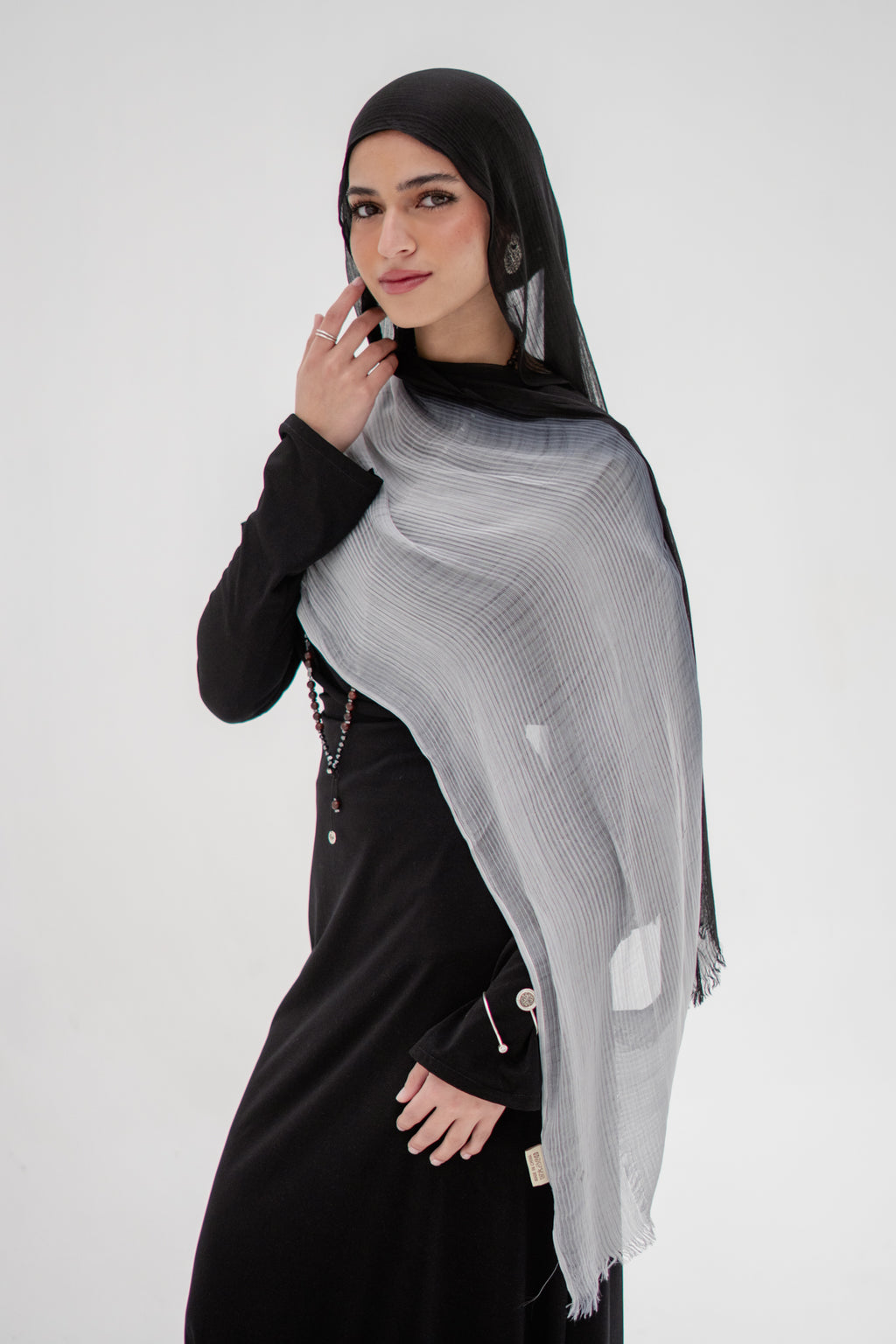 Ombré French Chiffon in Black X Gray "OFC-6"