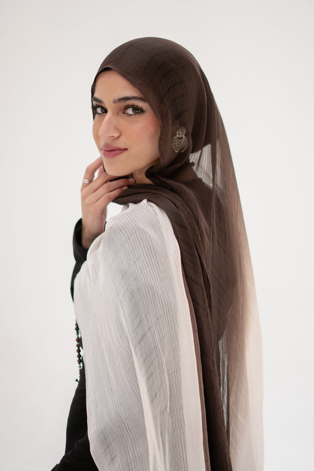 Ombré French Chiffon in Chocolate-Brown x Milky "OFC-2"