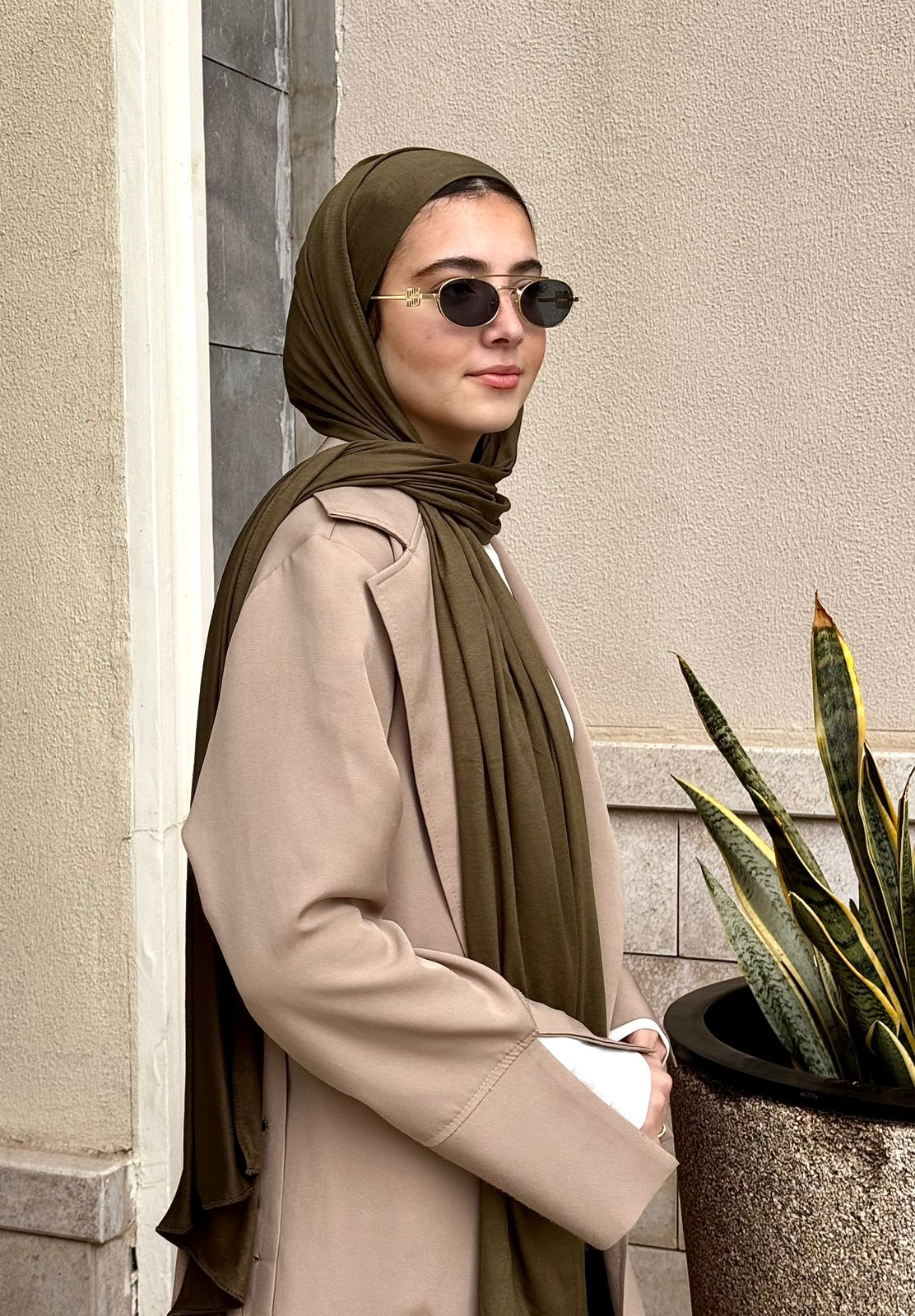 Premium Kuwait Lycra in Dark Olive