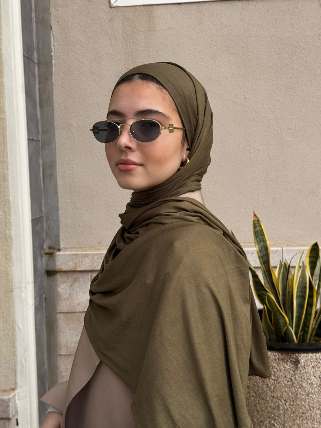 Premium Kuwait Lycra in Dark Olive