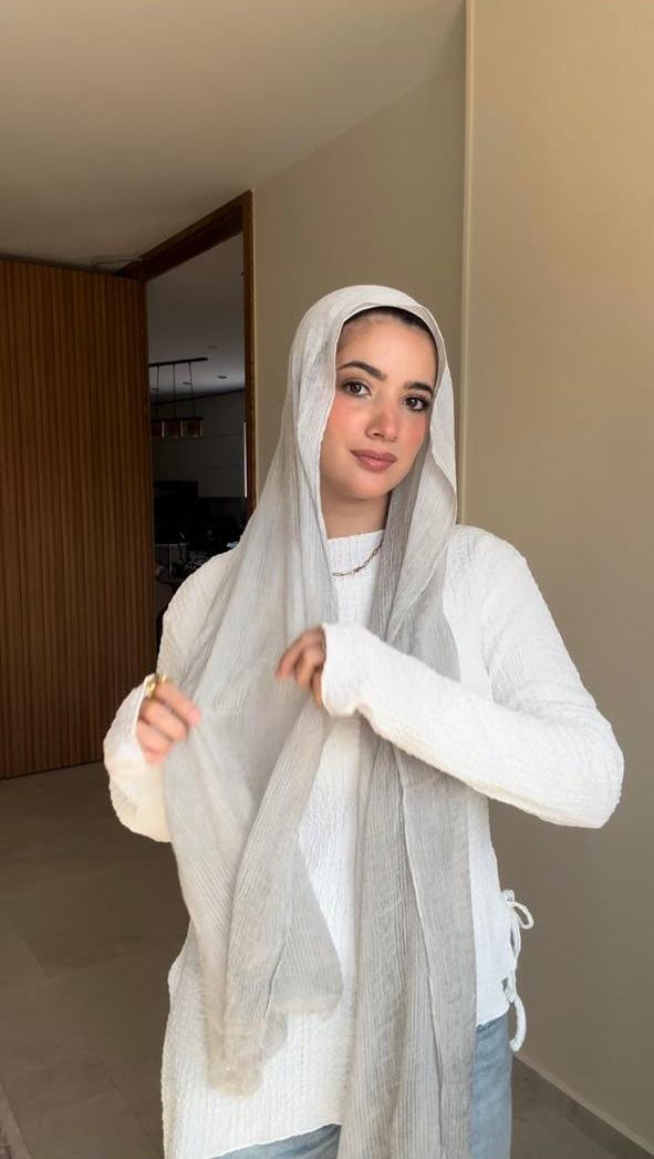 French Chiffon Scarf in Light Gray "FC-11"