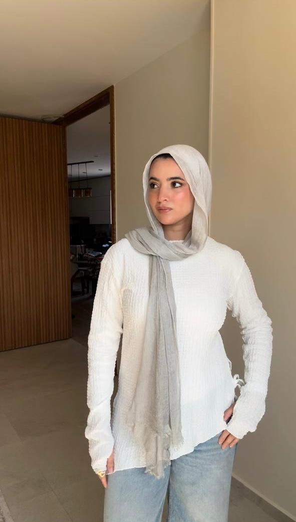 French Chiffon Scarf in Light Gray "FC-11"