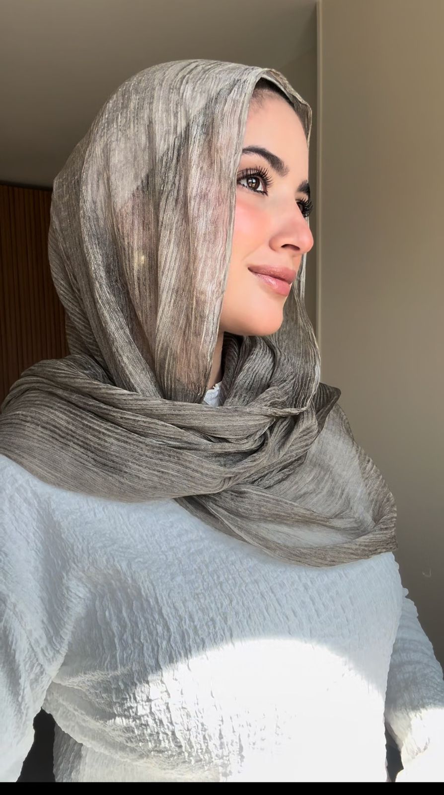 French Chiffon Scarf in Ash Cafe "FC-16"