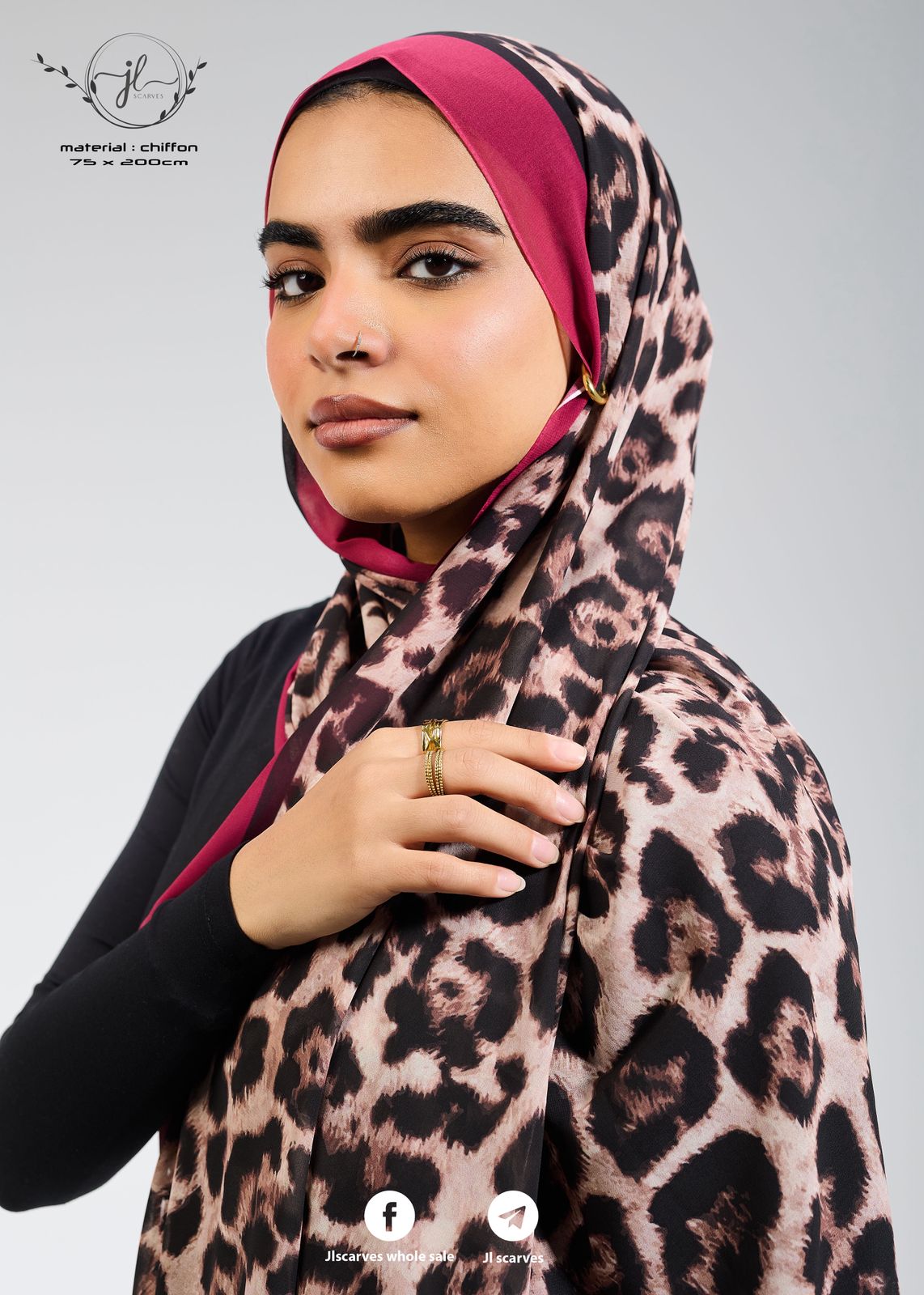 Printed Chiffon in Red Leopard