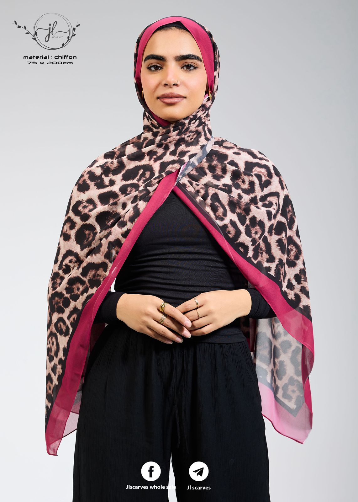 Printed Chiffon in Red Leopard