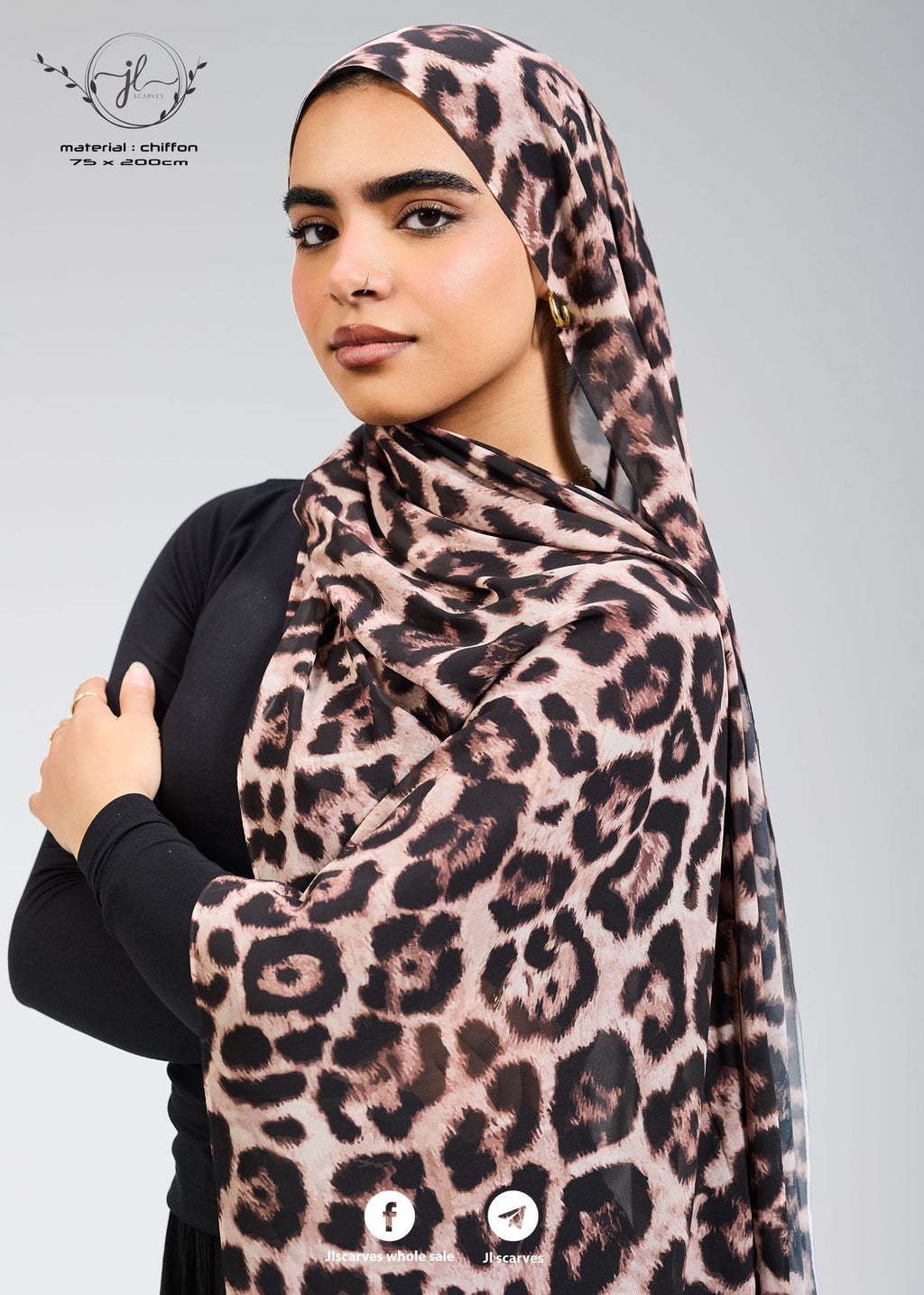 Printed Chiffon in Red Leopard
