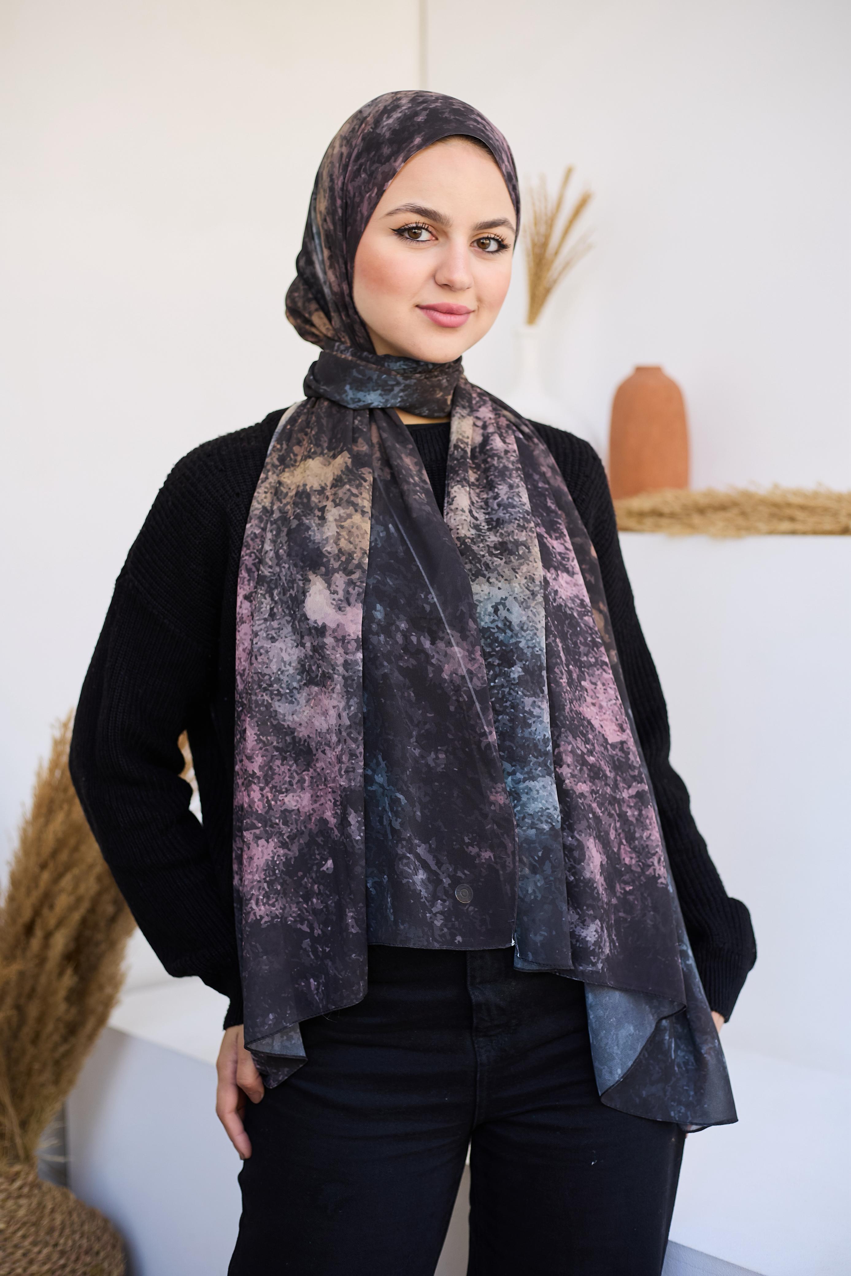 Printed Chiffon in Moon Dust