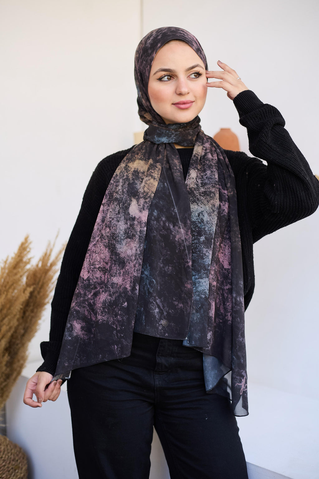 Printed Chiffon in Moon Dust