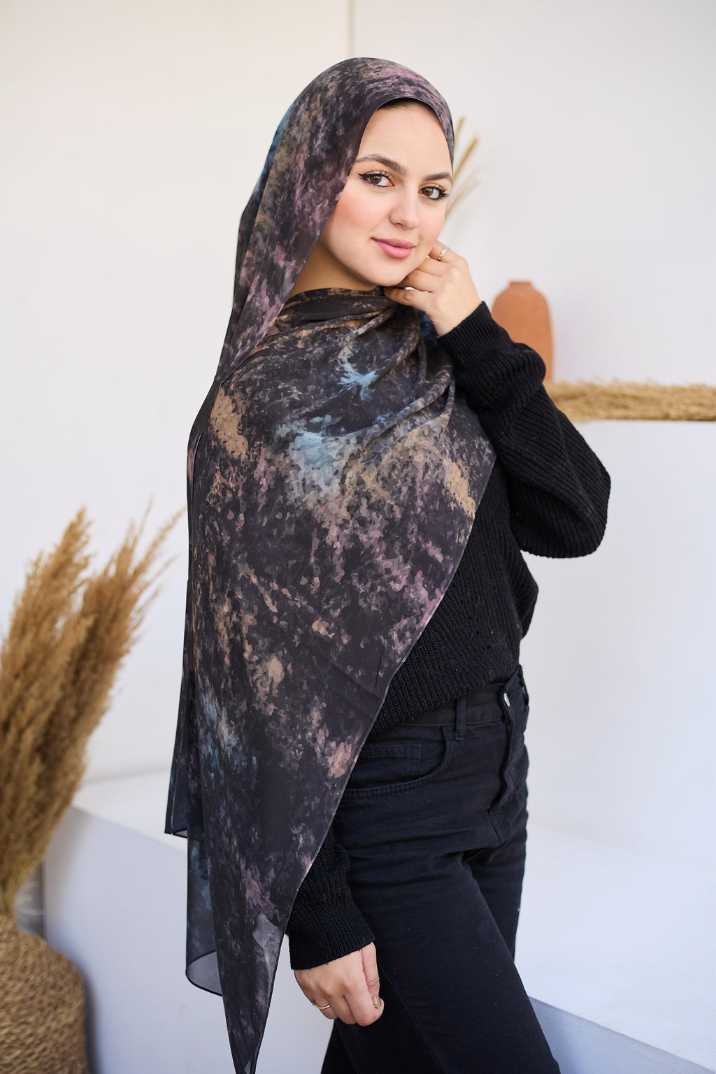 Printed Chiffon in Moon Dust