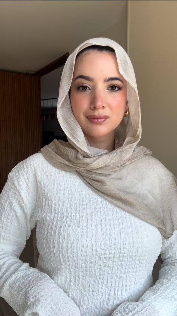 French Chiffon Scarf in Light Beige "FC-7"