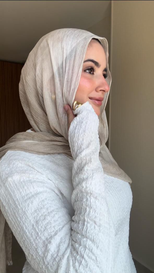 French Chiffon Scarf in Light Beige "FC-7"